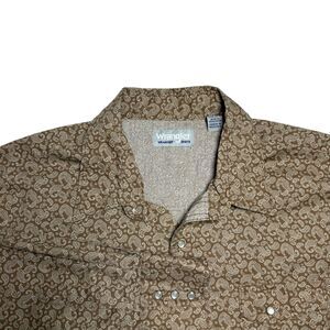 Wrangler Wrancher Pearl Snap Shirt XXL Brown Paisley Long Sleeve Rodeo Cowboy